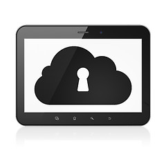 Image showing Cloud technology concept: Cloud With Keyhole on tablet pc computer