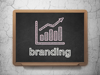 Image showing Marketing concept: Growth Graph and Branding on chalkboard background