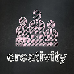 Image showing Marketing concept: Business Team and Creativity on chalkboard background