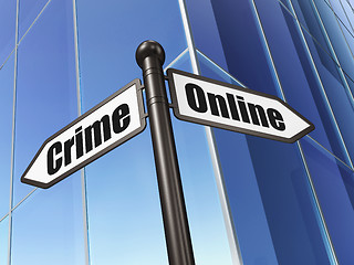 Image showing Protection concept: sign Online Crime on Building background