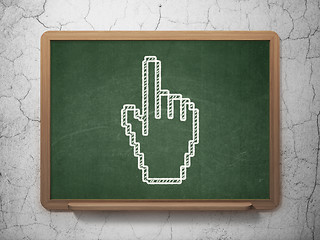 Image showing Marketing concept: Mouse Cursor on chalkboard background