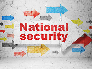 Image showing Security concept: arrow with National Security on grunge wall background