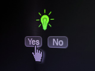 Image showing Business concept: Light Bulb on digital computer screen