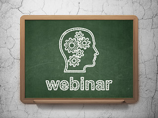 Image showing Education concept: Head With Gears and Webinar on chalkboard background