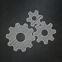 Image showing Business concept: Gears on chalkboard background