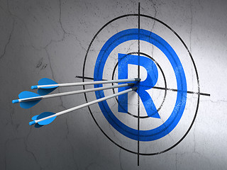 Image showing Law concept: arrows in Registered target on wall background