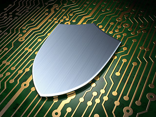 Image showing Privacy concept: Shield on circuit board background