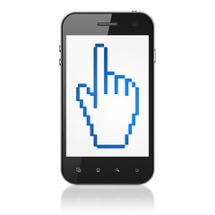 Image showing Marketing concept: Mouse Cursor on smartphone