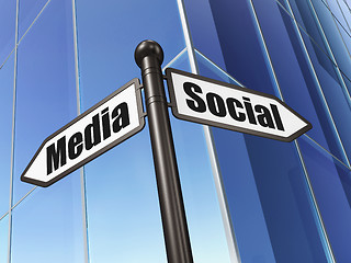 Image showing Social network concept: sign Social Media on Building background