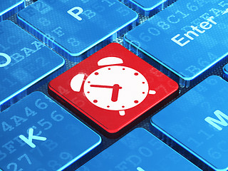 Image showing Time concept: Alarm Clock on computer keyboard background