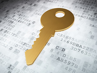 Image showing Safety concept: Golden Key on digital background