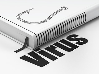 Image showing Safety concept: book Fishing Hook, Virus on white background