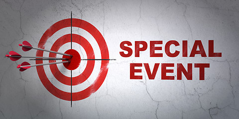 Image showing Business concept: target and Special Event on wall background