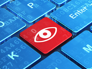 Image showing Security concept: Eye on computer keyboard background