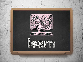 Image showing Education concept: Computer Pc and Learn on chalkboard background