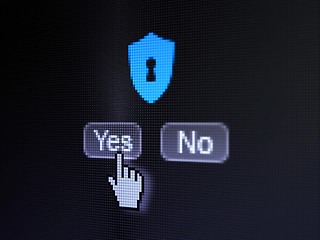 Image showing Privacy concept: Shield With Keyhole on digital computer screen