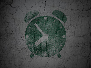 Image showing Timeline concept: Alarm Clock on grunge wall background