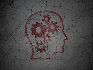 Image showing Business concept: Head With Gears on grunge wall background