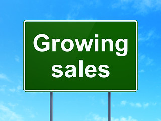 Image showing Finance concept: Growing Sales on road sign background