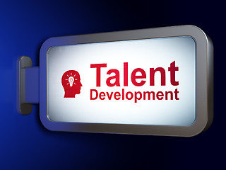 Image showing Education concept: Talent Development and Head With Light Bulb on billboard background