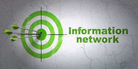 Image showing Data concept: target and Information Network on wall background