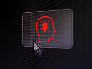 Image showing Education concept: Head With Lightbulb on digital button background