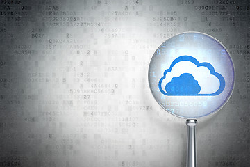 Image showing Cloud networking concept:  Cloud with optical glass on digital background