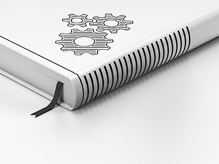 Image showing Business concept: closed book, Gears on white background