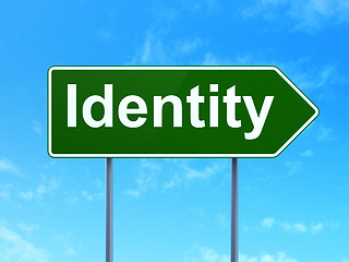 Image showing Safety concept: Identity on road sign background