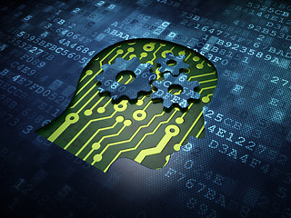 Image showing Information concept: Head With Gears on digital screen background