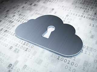 Image showing Cloud computing concept: Silver Cloud With Keyhole on digital