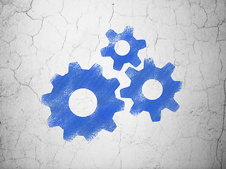 Image showing Web development concept: Gears on wall background