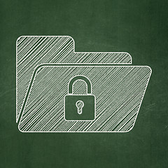 Image showing Finance concept: Folder With Lock on chalkboard background