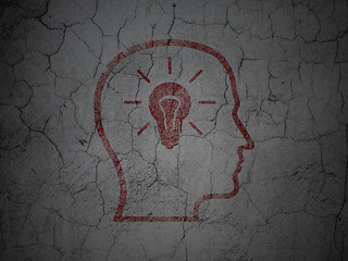 Image showing Finance concept: Head With Lightbulb on grunge wall background