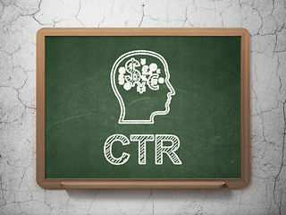 Image showing Finance concept: Head With Finance Symbol and CTR on chalkboard background