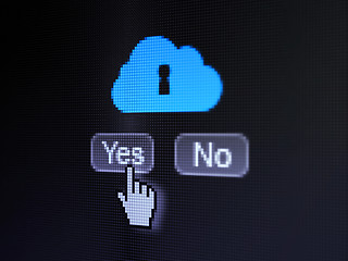 Image showing Cloud networking concept: Cloud With Keyhole on digital screen