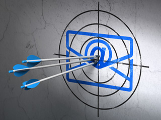 Image showing Business concept: arrows in Email target on wall background