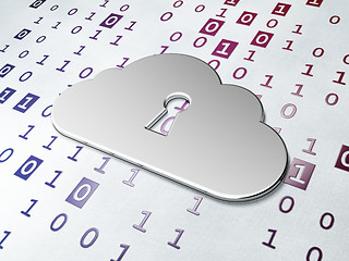 Image showing Cloud technology concept: Golden Cloud With Keyhole on Binary