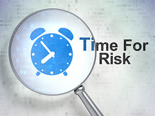 Image showing Time concept: Alarm Clock and Time For Risk with optical glass