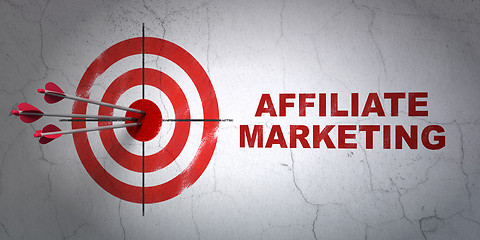 Image showing Finance concept: target and Affiliate Marketing on wall background