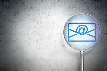 Image showing Finance concept:  Email with optical glass on digital background