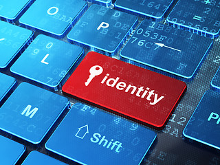 Image showing Security concept: Key and Identity on computer keyboard background