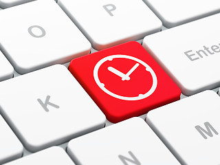 Image showing Time concept: Clock on computer keyboard background