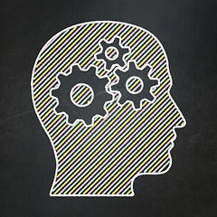 Image showing Information concept: Head With Gears on chalkboard background