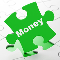 Image showing Finance concept: Money on puzzle background