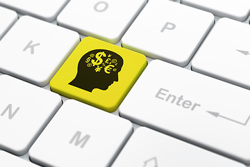 Image showing Finance concept: Head With Finance Symbol on computer keyboard background