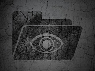 Image showing Business concept: Folder With Eye on grunge wall background