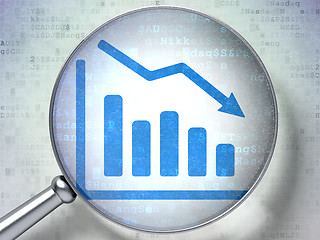 Image showing Finance concept: Decline Graph with optical glass on digital background