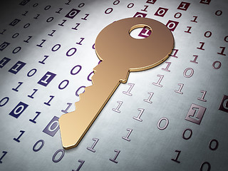 Image showing Safety concept: Golden Key on Binary Code background