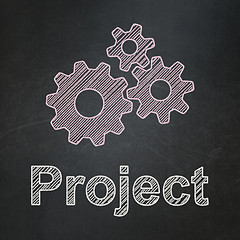 Image showing Business concept: Gears and Project on chalkboard background